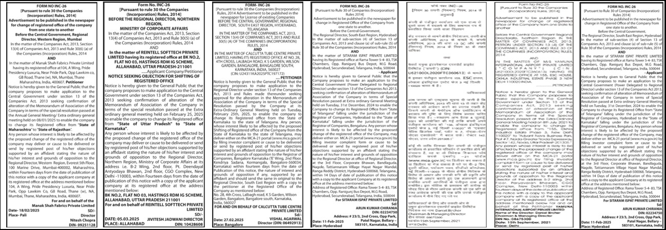 Book Form No INC-26 Notice Ad in Newspaper Book Form No INC-26 Notice Ad in Newspaper