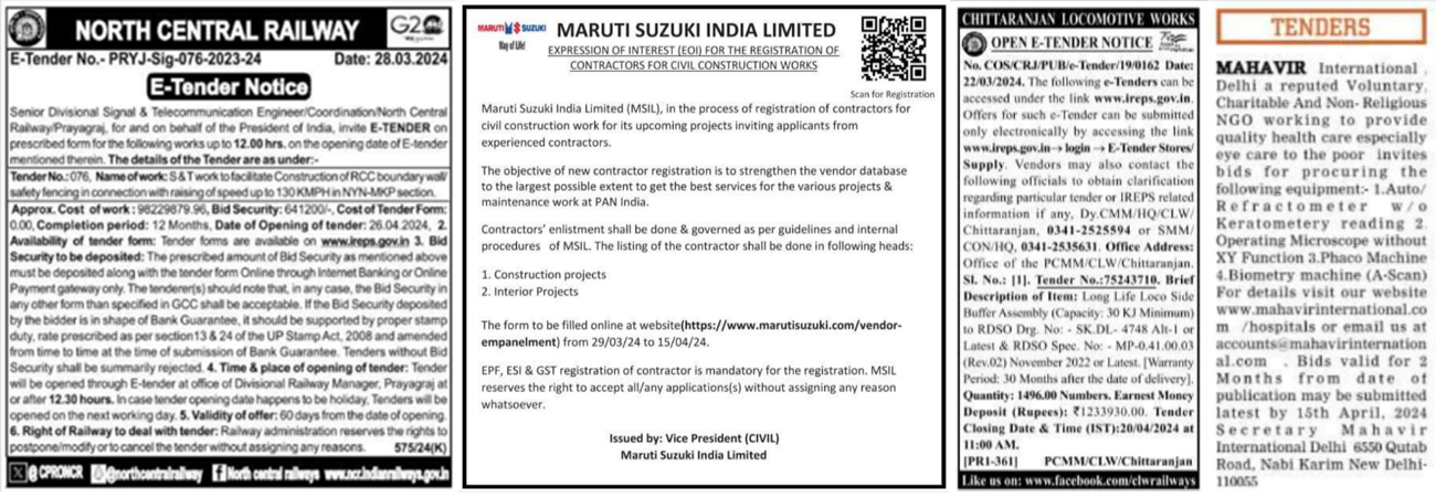 Book Tender Notice Ad in Rajasthan Patrika Online