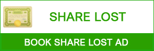 Share Certificate Lost Ad in Newspaper